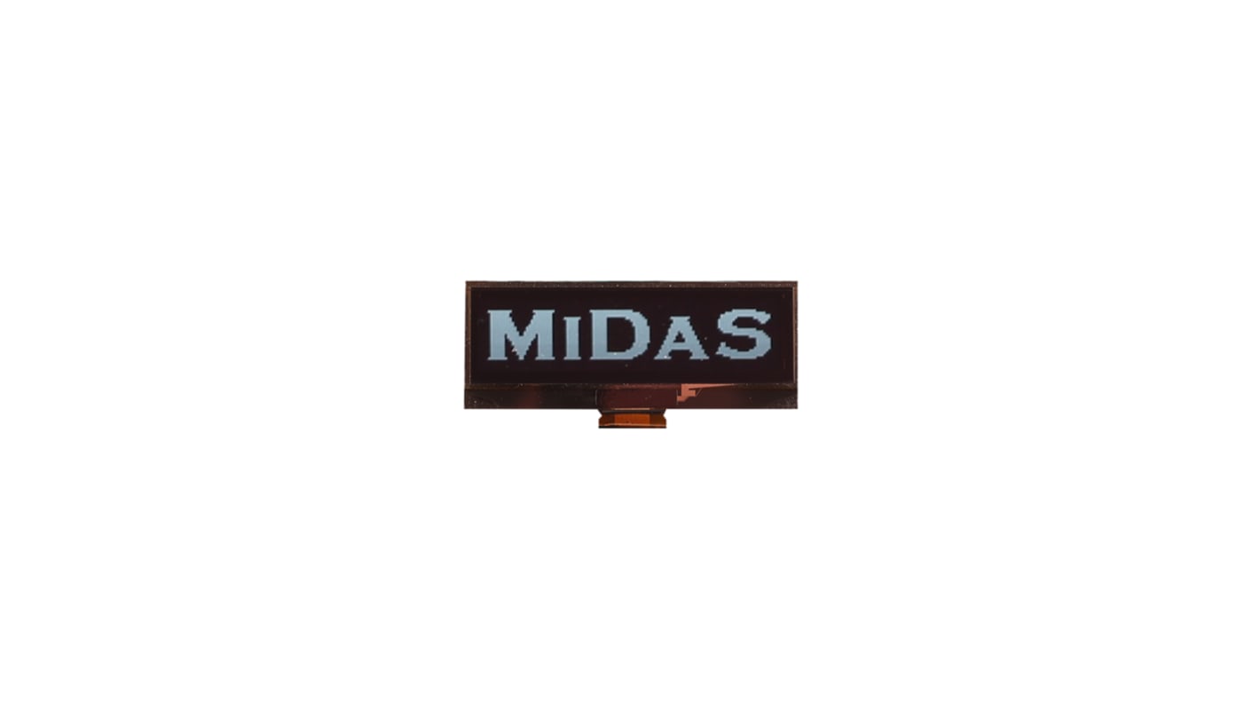 Midas 2.23in White Passive matrix OLED Display 128 x 32pixels TAB I2C, Parallel, SPI Interface