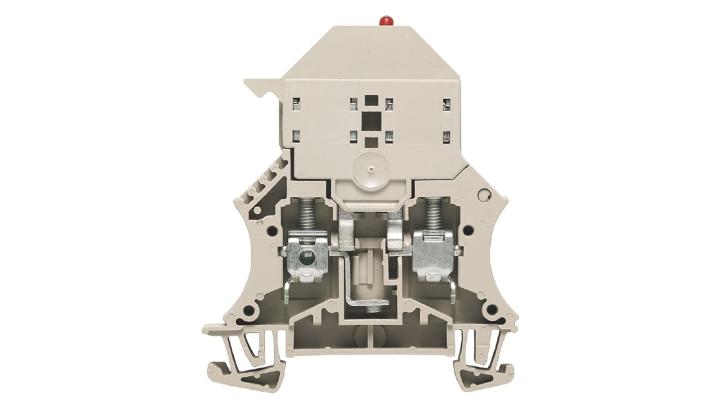 Weidmuller W Series Beige Fused DIN Rail Terminal, Single-Level, Screw Termination, Fused