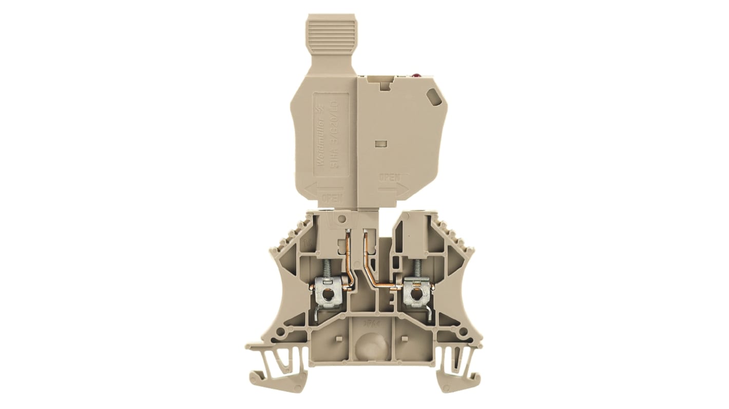Weidmuller 1763950000 W Series Beige, Single-Level, Screw Termination, Fused
