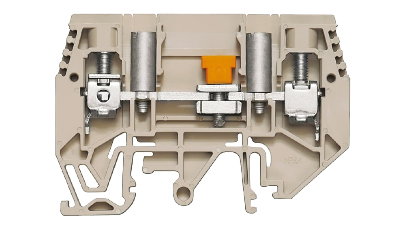 Weidmuller W Series Brown Disconnect Terminal Block, Single-Level, Screw Termination