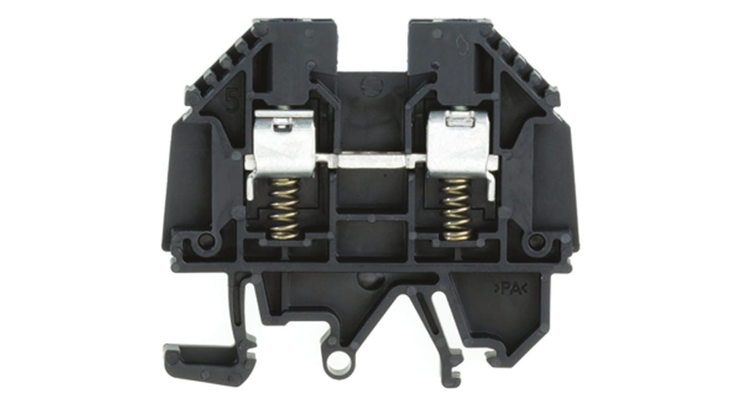 Weidmuller W Series Black Feed Through Terminal Block, Single-Level, Screw Termination