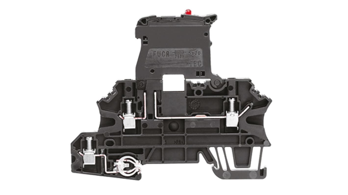 Weidmuller W Series Black Fused DIN Rail Terminal, 2.5mm², Double-Level, Screw Termination, Fused