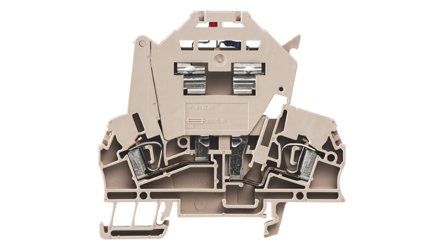 Weidmuller ZSI Series Beige Fused DIN Rail Terminal, 2.5mm², Single-Level, Clamp Termination, Fused