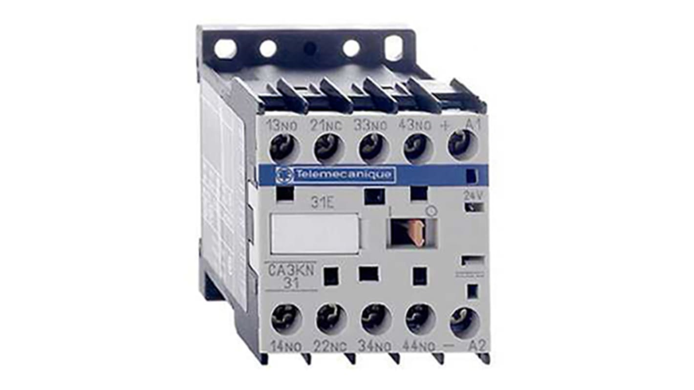 Relè contattore Schneider Electric, serie CA3K, 4 poli, 2 NO + 2 NC, 110 A, bobina 110 V c.c.