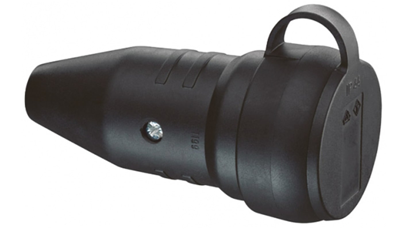 ABL Sursum French Mains Sockets, 16A Black, Cable Mount Rubber Screw
