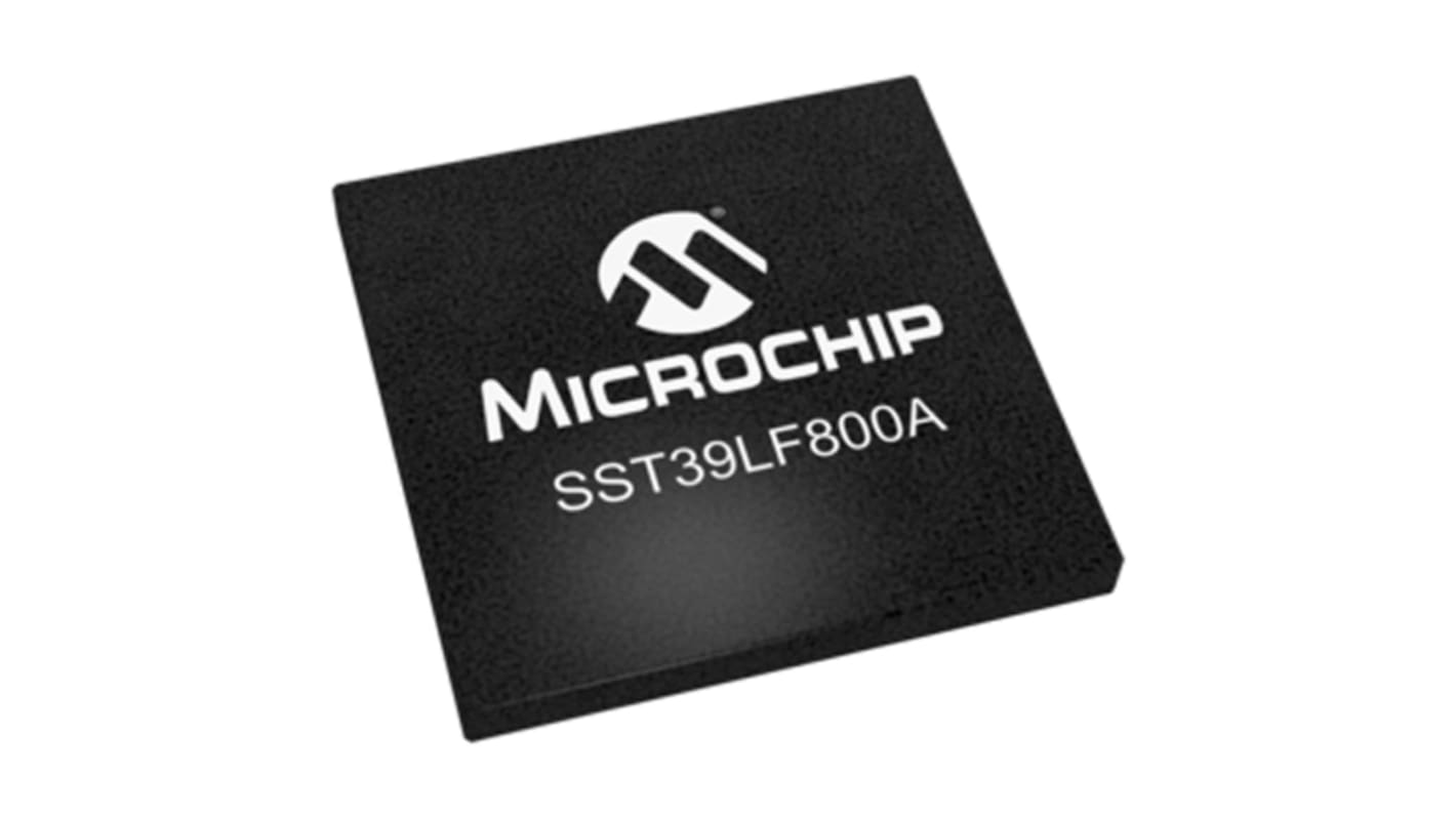 Microchip 分门闪存芯片, 8Mbit, 并行接口, TFBGA, 48针, 3 V→3.6 V, 512k x 16 位, SST39系列
