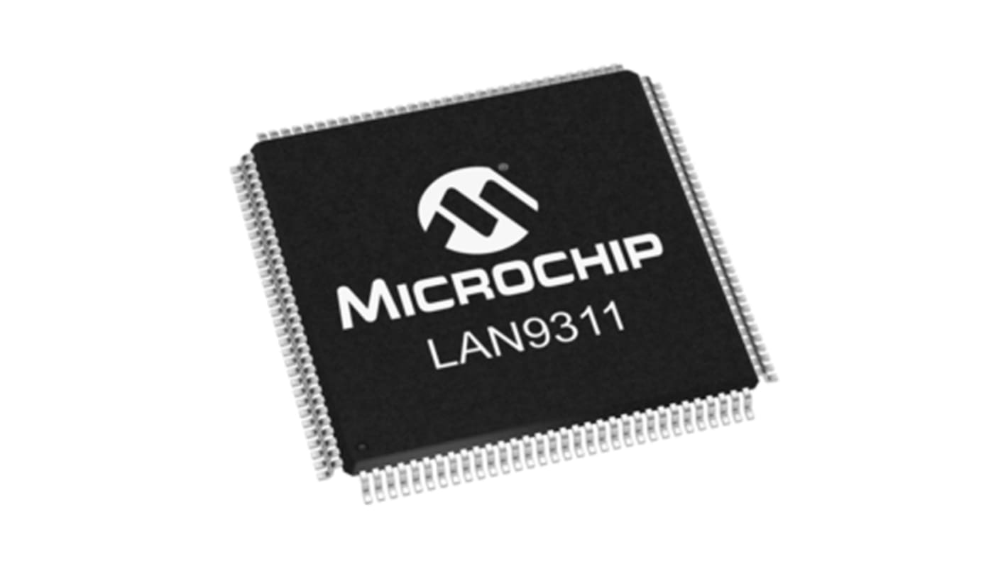 Microchip LAN9311I-NZW, Ethernet Switch IC, 10Mbps MII, 1.8 V, 3.3 V, 128-Pin XVTQFP