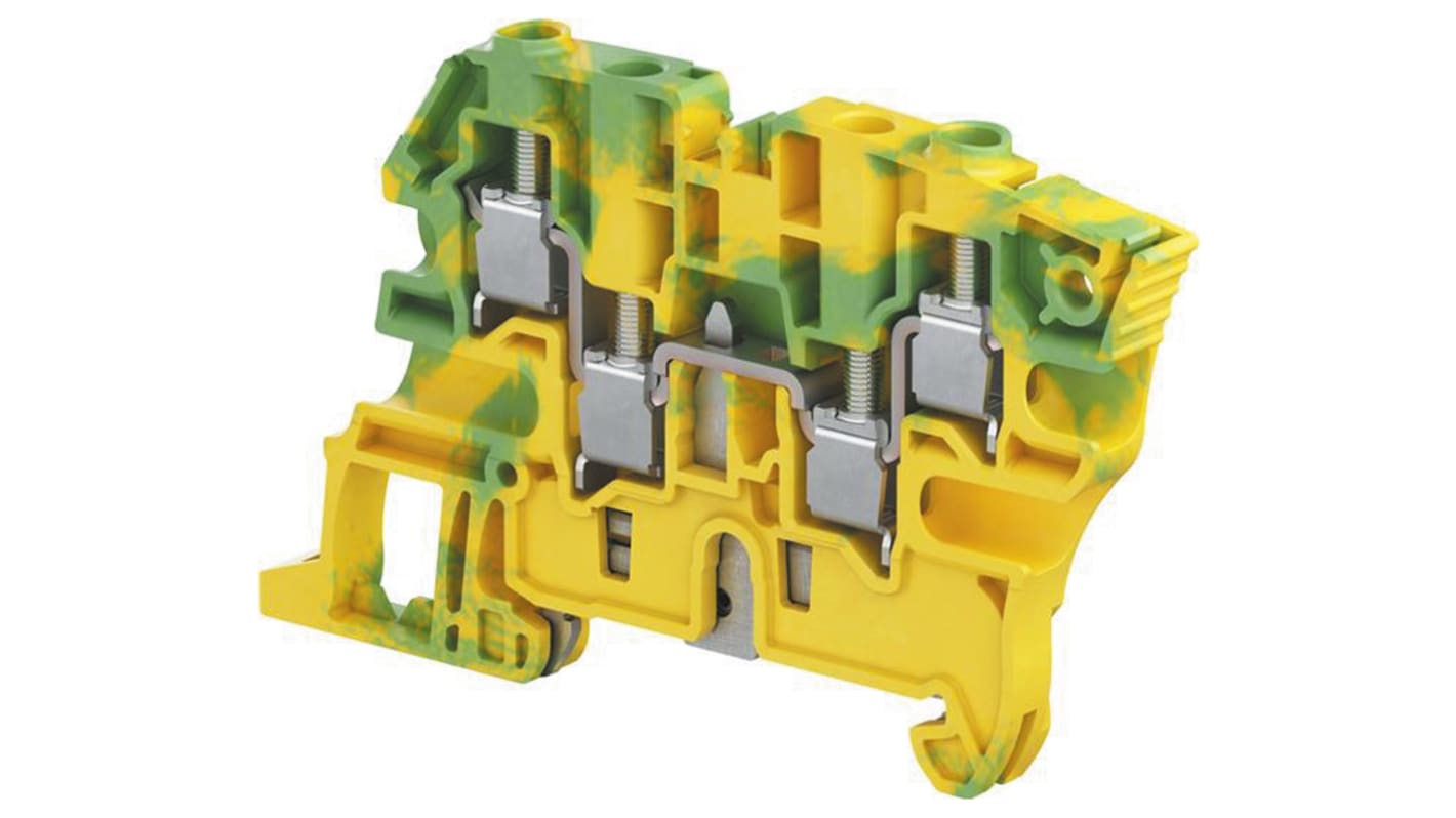 Entrelec ZS6 Series Green/Yellow Standard Din Rail Terminal, 4mm², Single-Level, Screw Termination, ATEX