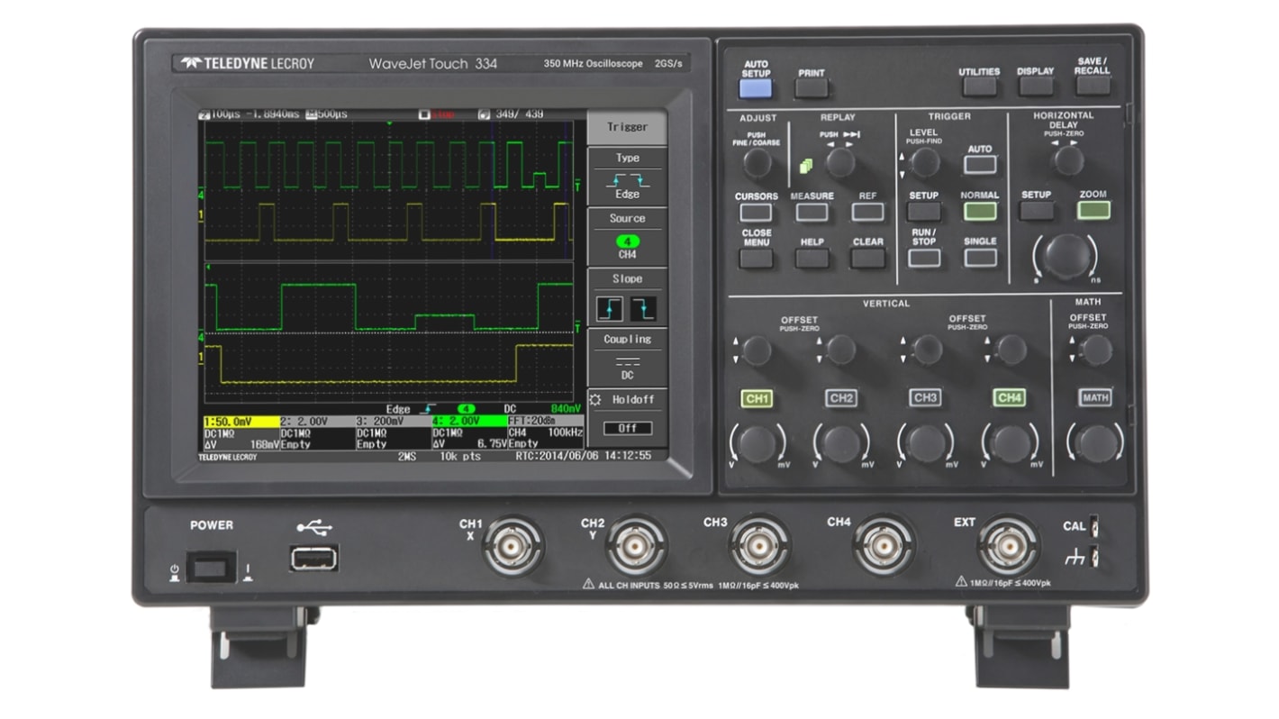 Teledyne LeCroy WaveJet 334 WaveJet Touch Series, 350MHz Bench Oscilloscope, 4 Analogue Channels