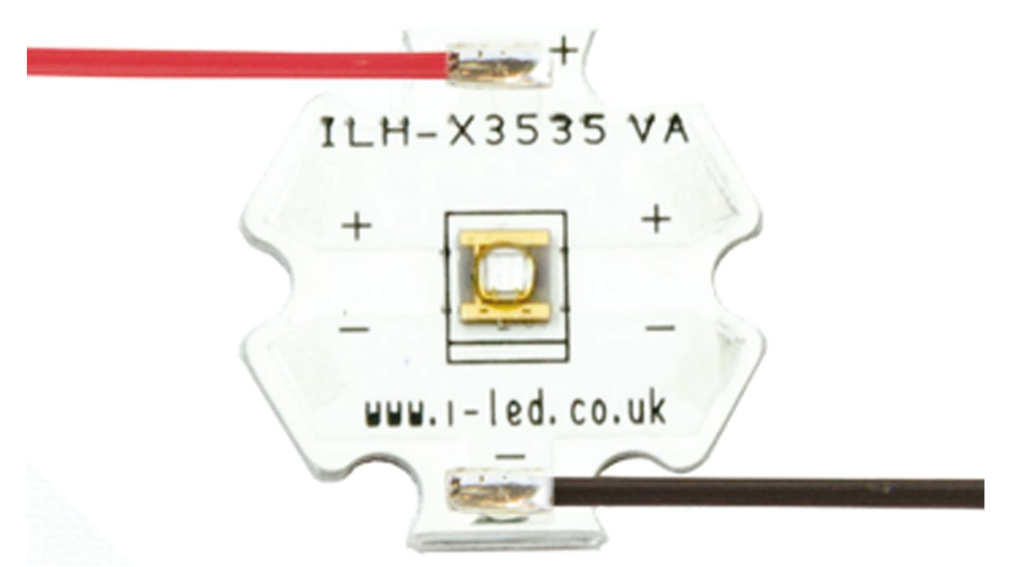 Intelligent LED Solutions 紫外发光二极管, 380nm, 1灯珠, 125 °视角, 圆顶透镜, 4针, 贴片安装, 320mW, N3535 1 Powerstar系列