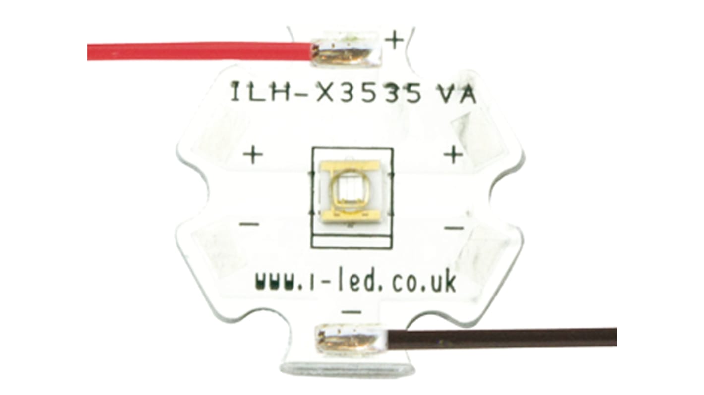 LED a ultravioletti Intelligent LED Solutions ILH-XC01-S410-SC211-WIR200. 125°, 420nm, 4 Pin, Montaggio superficiale