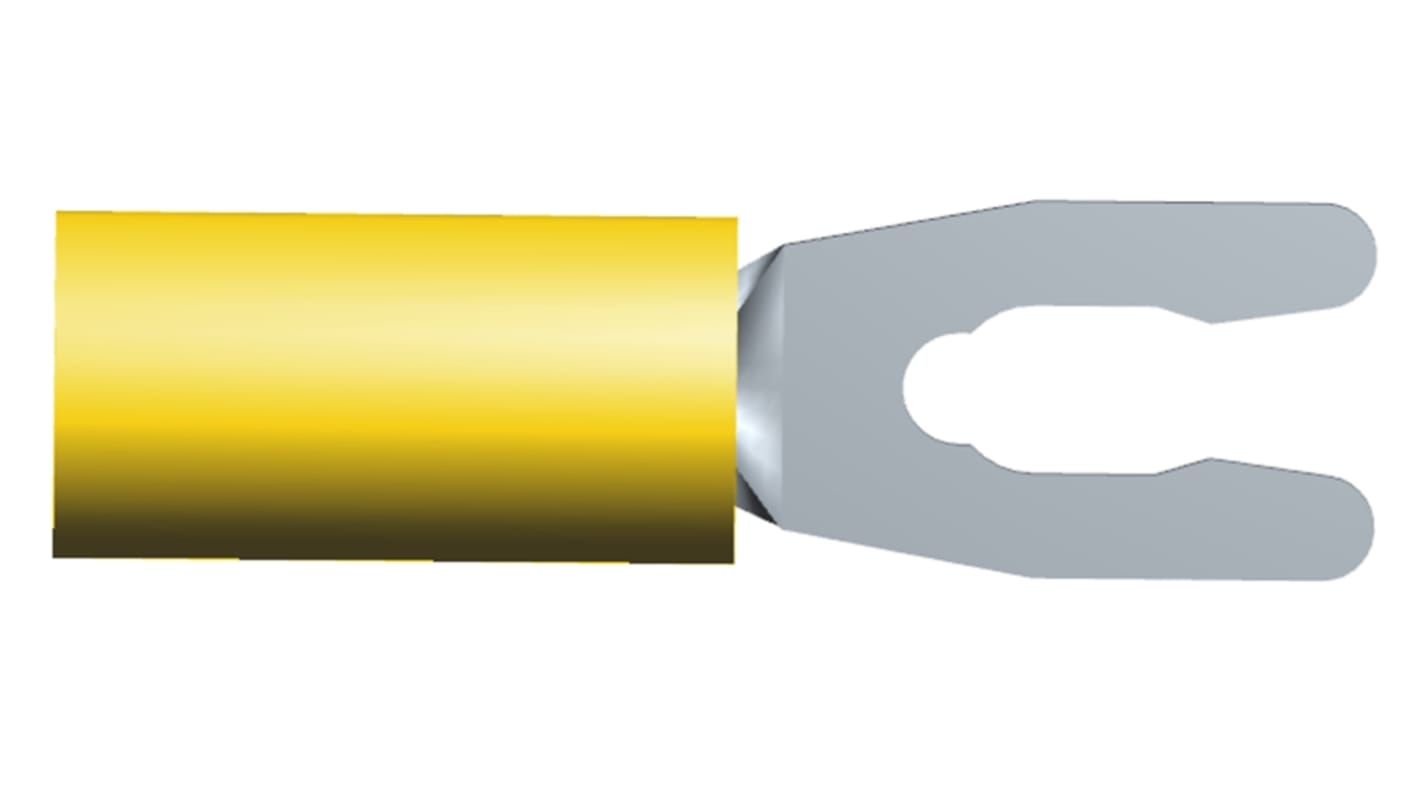 TE Connectivity 52430 Insulated Crimp Spade Connector, 3mm² to 6mm², 12AWG to 10AWG, M3.5 (#6) Stud Size Nylon, Yellow