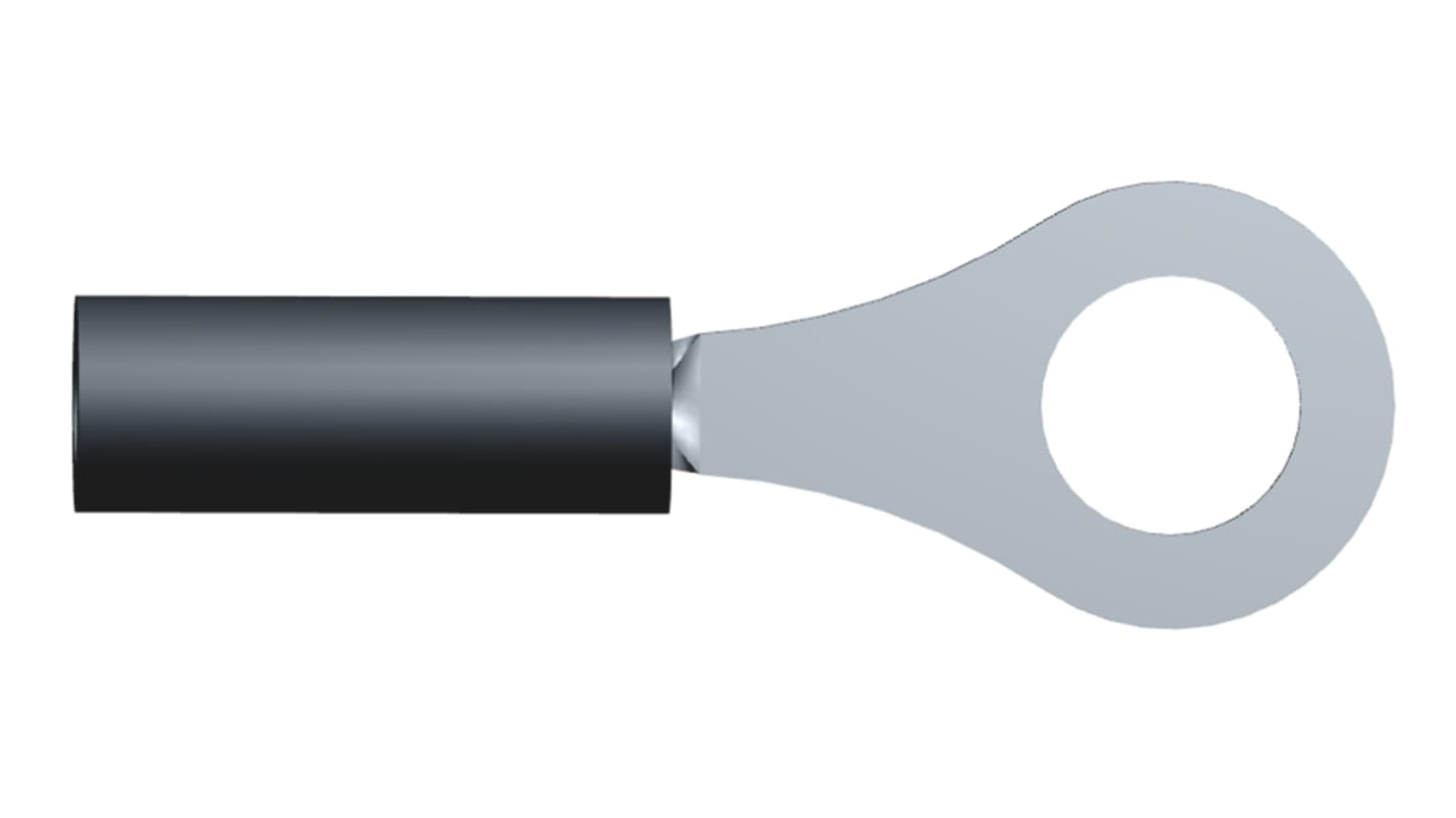 TE Connectivity, PIDG Insulated Ring Terminal, M3.5 (#6) Stud Size, 0.1mm² to 0.2mm² Wire Size, Black