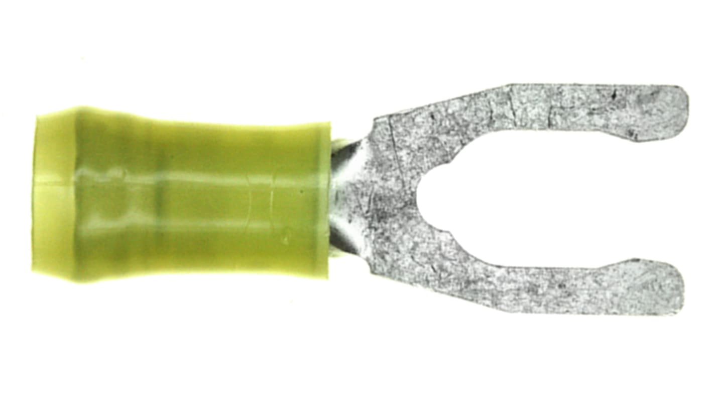 TE Connectivity, 52433 Insulated Crimp Spade Connector, 3mm² to 6mm², 12AWG to 10AWG, M6 (1/4) Stud Size Nylon, Yellow