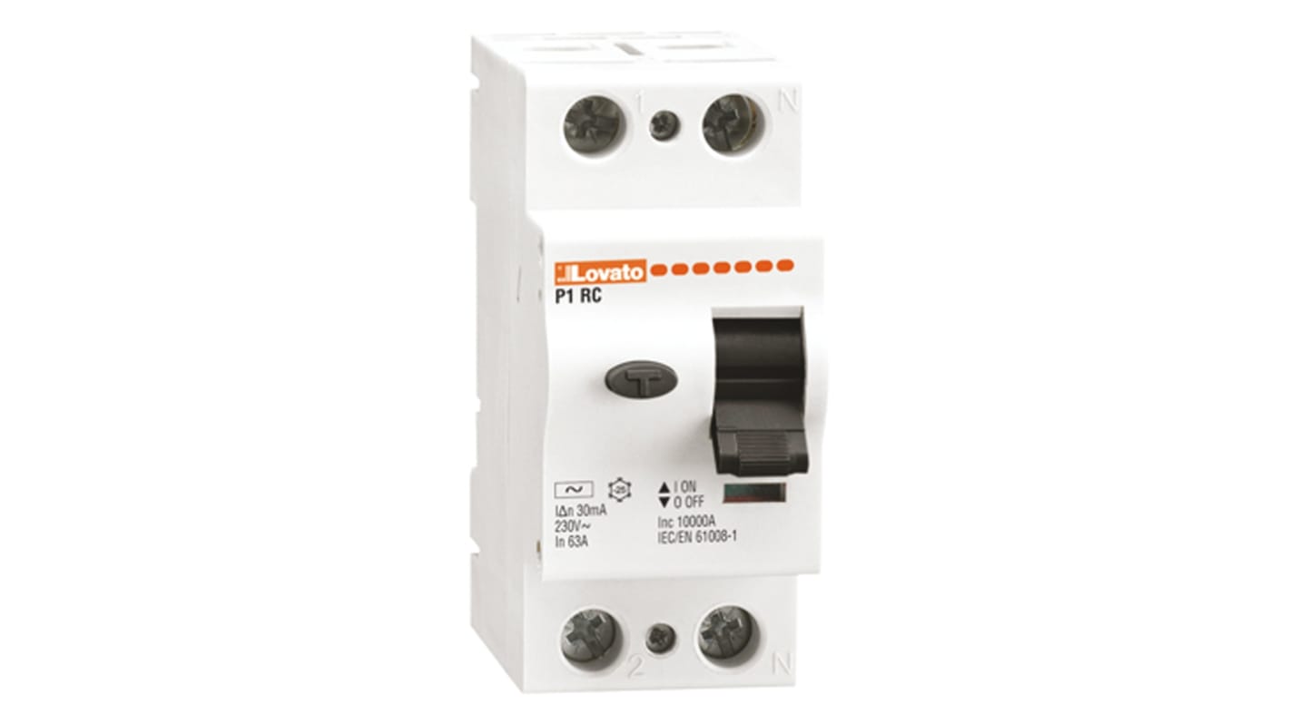 Interruptor diferencial Lovato, 63A Tipo AC, 1P+N Polos, 300mA