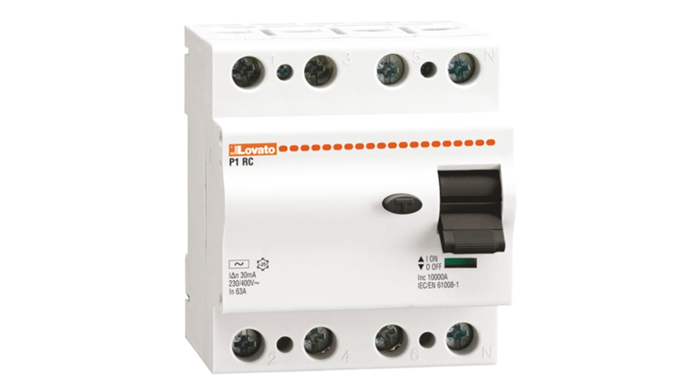 Interruptor diferencial Lovato, 25A Tipo AC, 3+N Polos, 30mA