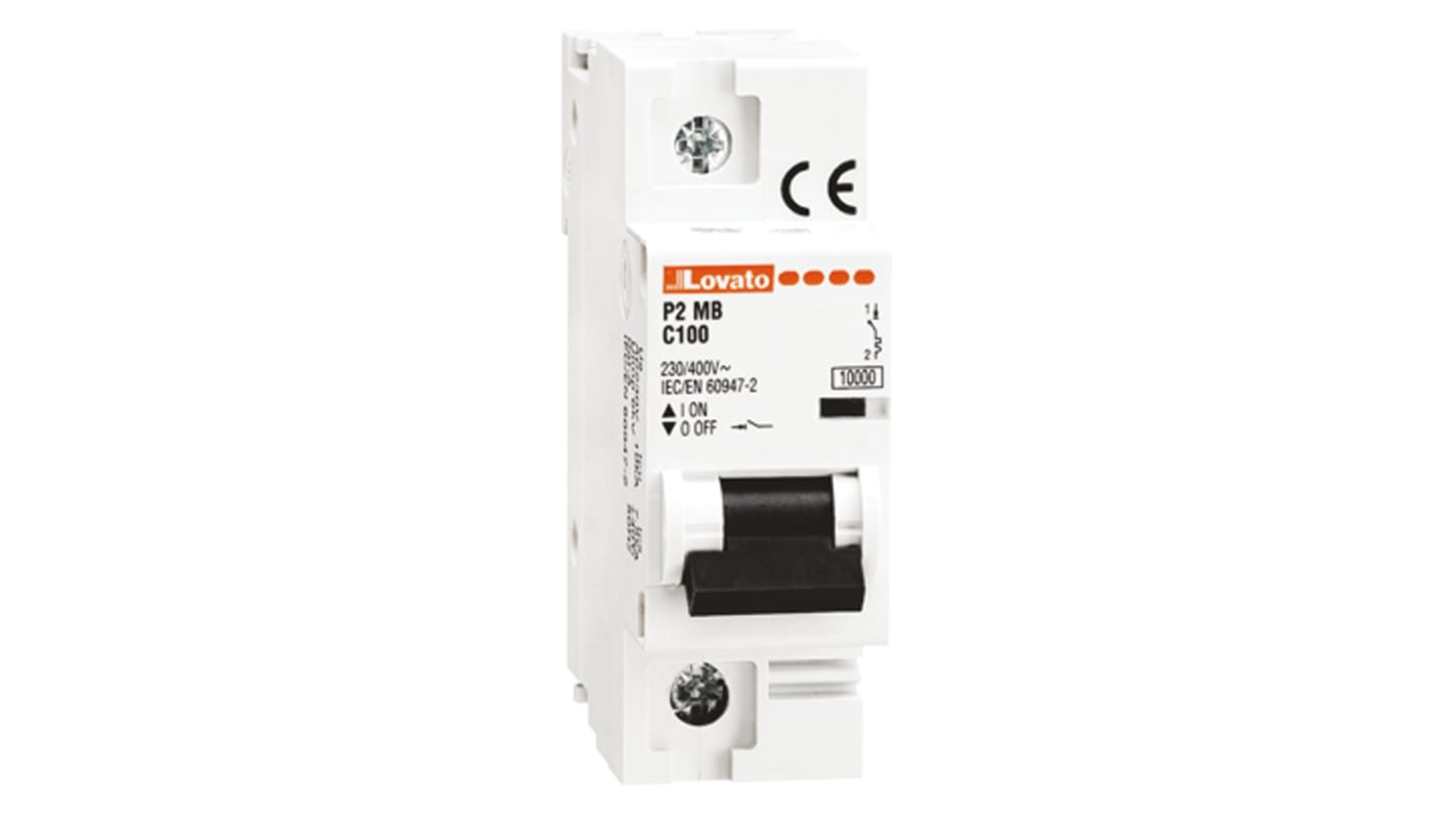 Lovato ModuLo P2MB MCB, 1P, 125A Curve C, 230V AC, 60V DC, 10 kA Breaking Capacity