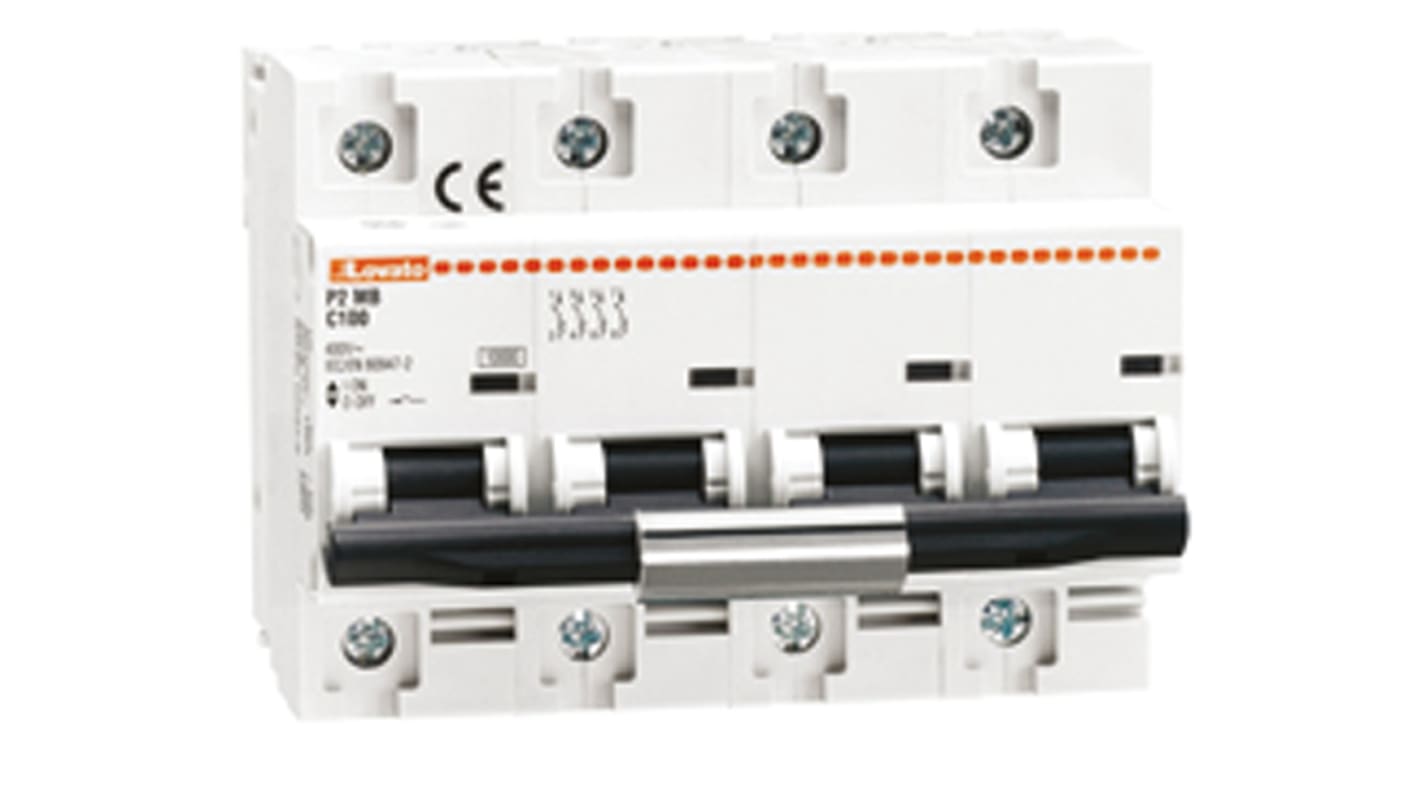 Lovato C型MCB, 4极, 10 kA分断, 125A, 230VAC, 60VDC, P2MB系列