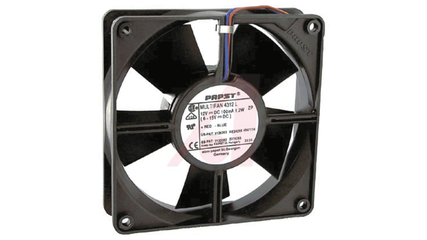 ebm-papst 4300 Series Axial Fan, 12 V dc, DC Operation, 170m³/h, 5W, 119 x 119 x 32mm