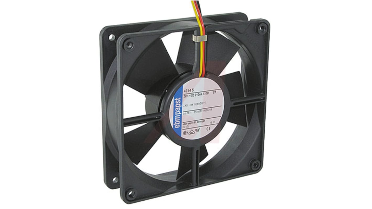 ebm-papst 4300 Series Axial Fan, 24 V dc, DC Operation, 170m³/h, 5W, IP20, 119 x 119 x 32mm