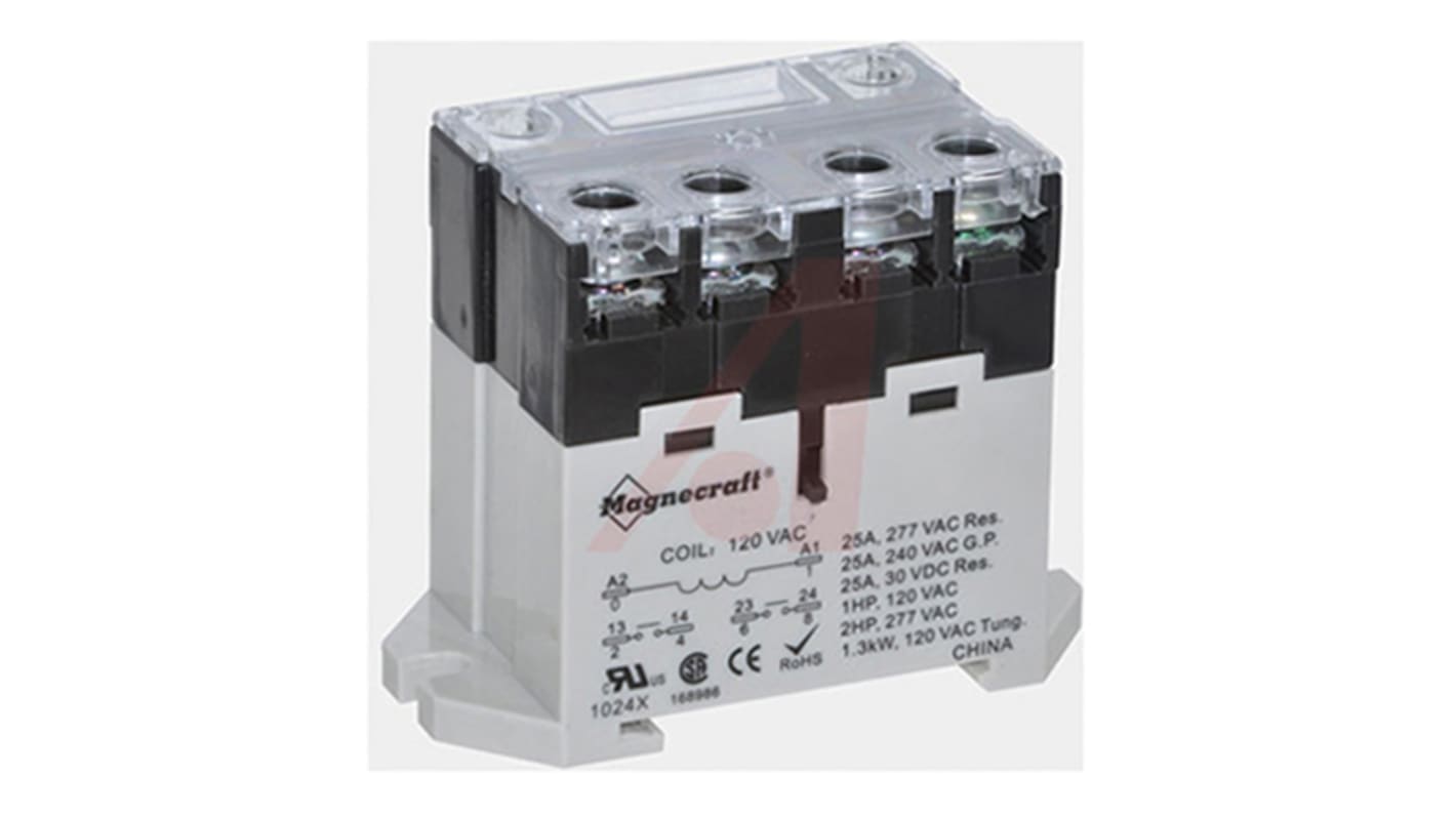 Schneider Electric DIN Rail Non-Latching Relay, 24V dc Coil, 25A Switching Current, DPST
