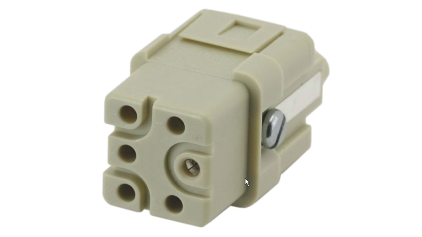 Amphenol Industrial 电源连接器母座 Q 型插件, 5触芯, 2排, 400 V, 电缆安装, Heavy Mate Q系列