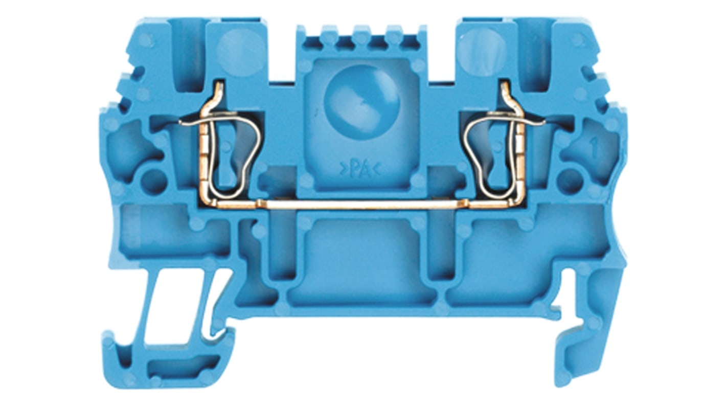 Weidmuller Printers Series Blue Feed Through Terminal Block, 1.5mm², Single-Level, Clamp Termination