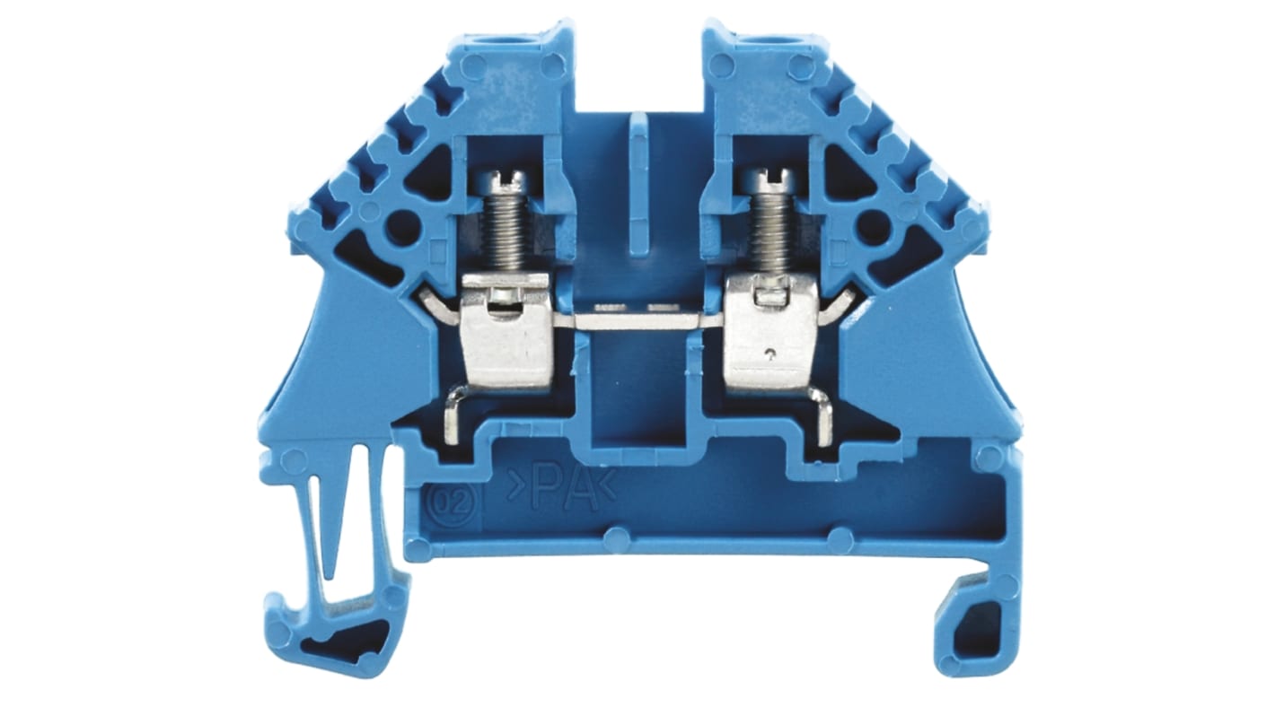 Weidmuller W Series Blue Feed Through Terminal Block, Single-Level, Screw Termination