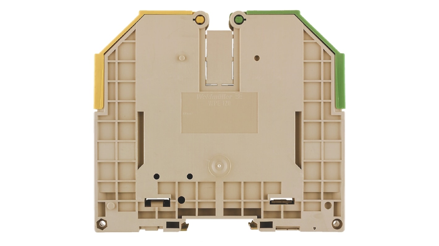 Bloc de jonction rail DIN Weidmuller W, 35 → 150mm², A visser, Vert, Jaune