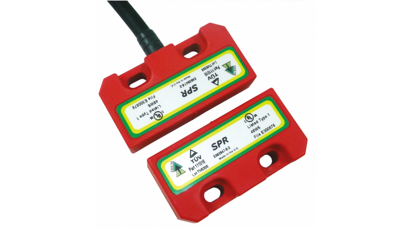 IDEM 非接触式安全开关, 磁性执行器, 2常闭安全触点, M12连接, IP67, SPR系列