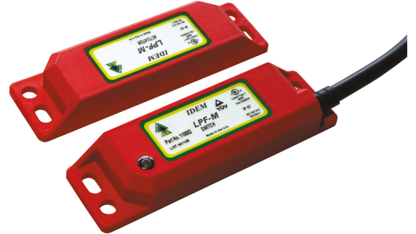 IDEM LPF-RFID-M Series Magnetic, RFID Non-Contact Safety Switch, 24V dc, Plastic Housing, 2NC, M12