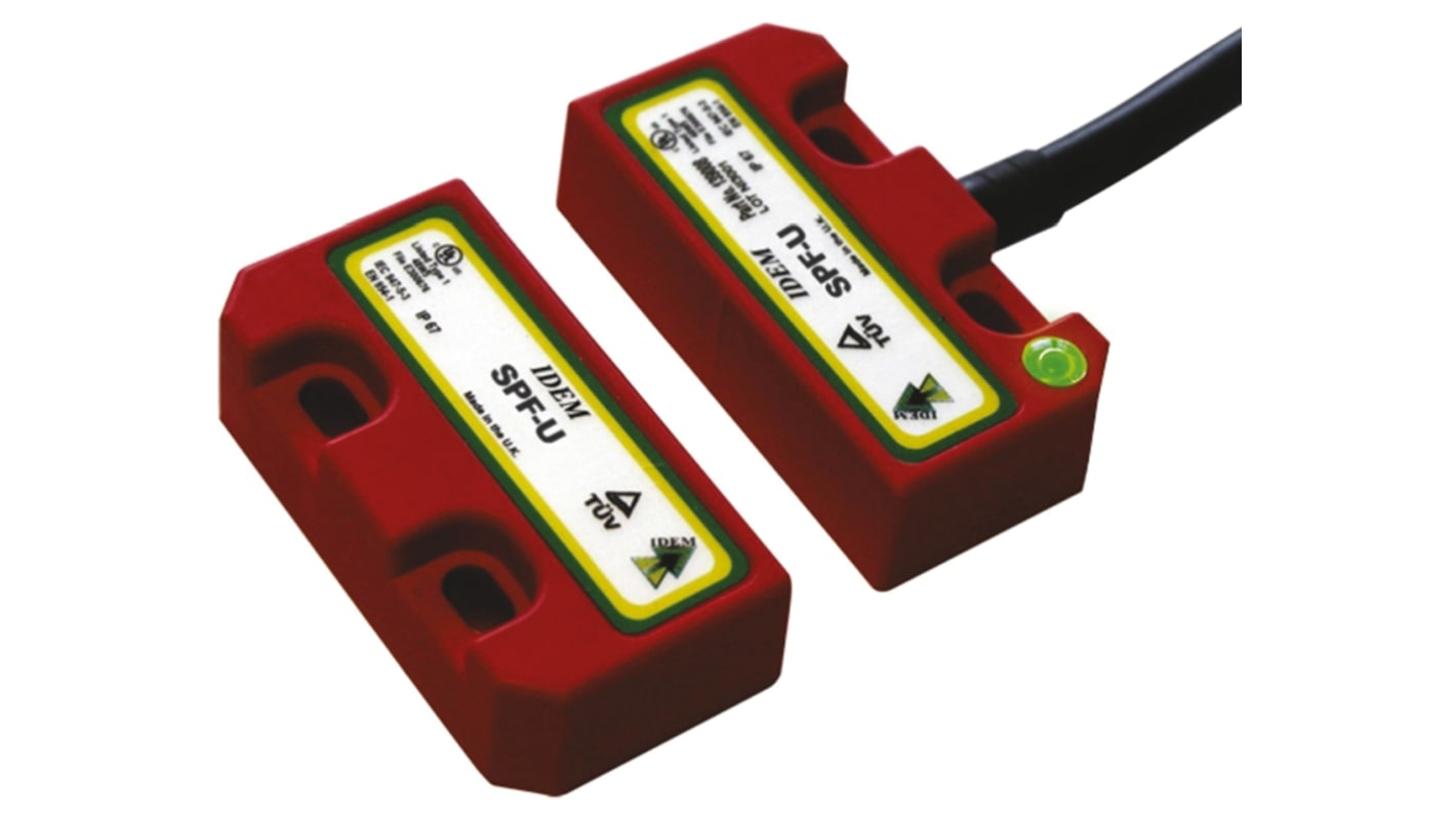 IDEM SPF-RFID-U Series Magnetic, RFID Non-Contact Safety Switch, 24V dc, Plastic Housing, 2NC, M12