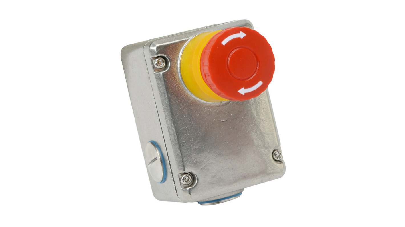 IDEM ESL Series Twist Release Emergency Stop Push Button, Surface Mount, 2NC + 2NO, IP67, IP69K