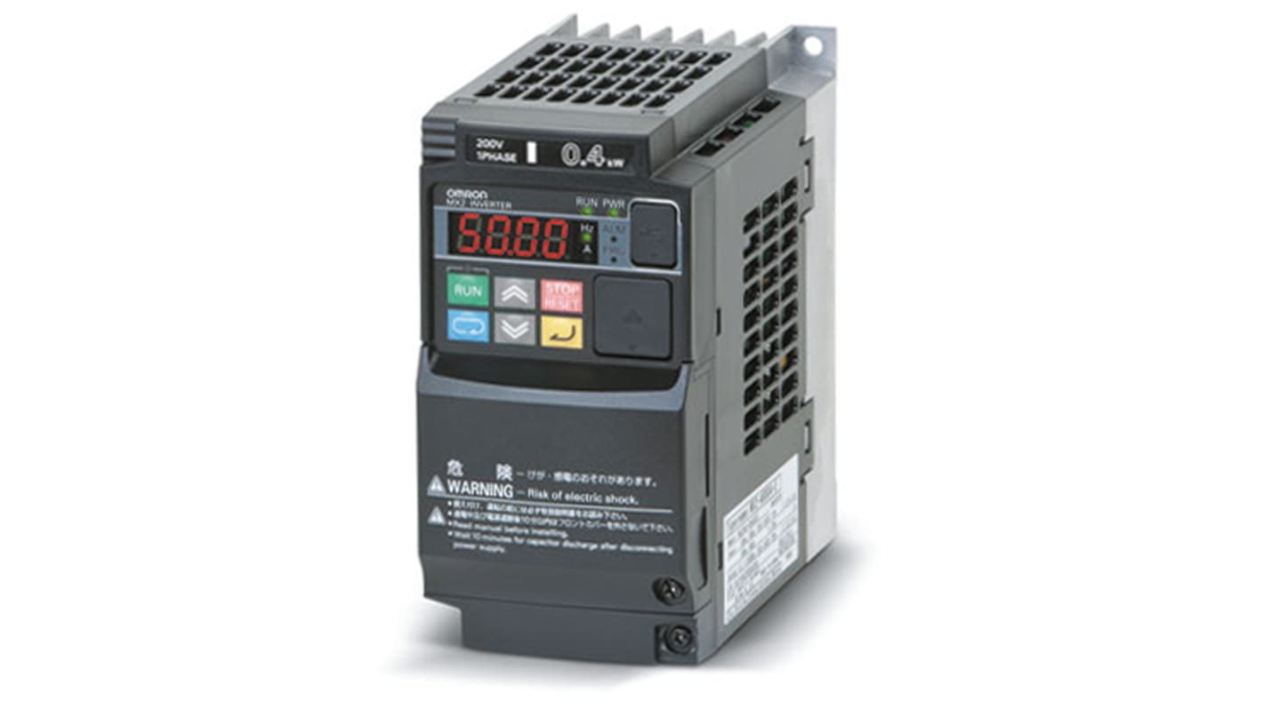 Variador de frecuencia Omron serie 3G3MX2, 1,5 kW, 400 V ac, 3 fases, 4,8 A, 0.1 → 400Hz, IP20, RS485