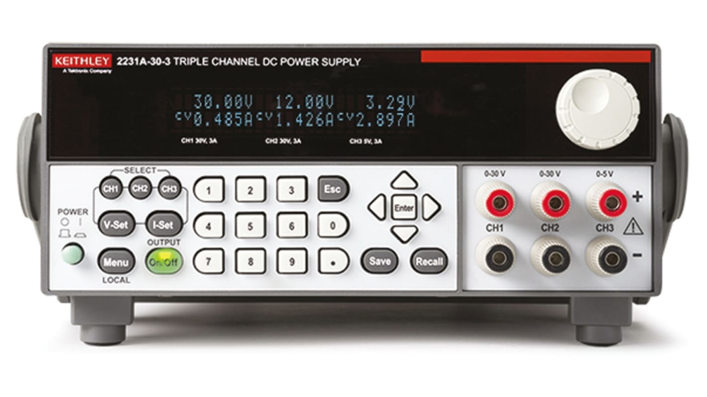 Keithley 2231A-30-3 Series Analogue, Digital Bench Power Supply, 0 → 5V, 2 x 0 → 3A, 3-Output, 195W - RS