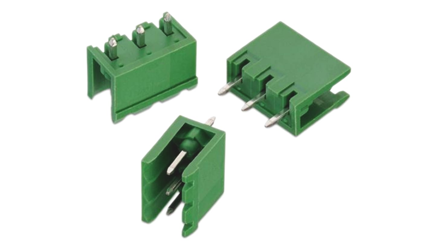 Wurth Elektronik 3p插拔式接线端子 直向排针, 5.0mm间距, 20.0A, 300.0 v, THT安装, 焊接端接, 3117系列