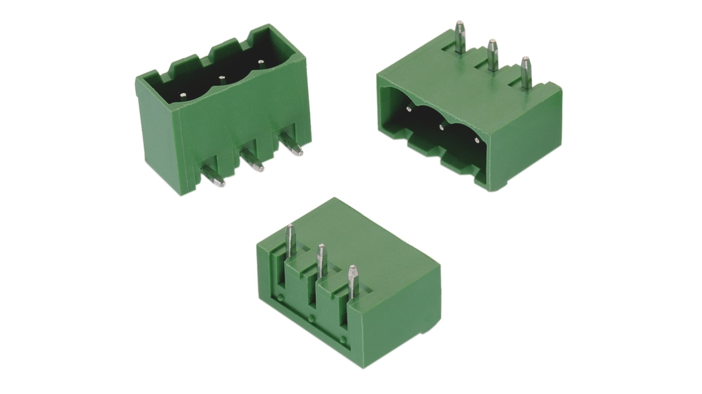 Wurth Elektronik, 5.08mm Pitch, 313, 5 Way, Right Angle, Pluggable Terminal Block, Header, Through Hole, Solder