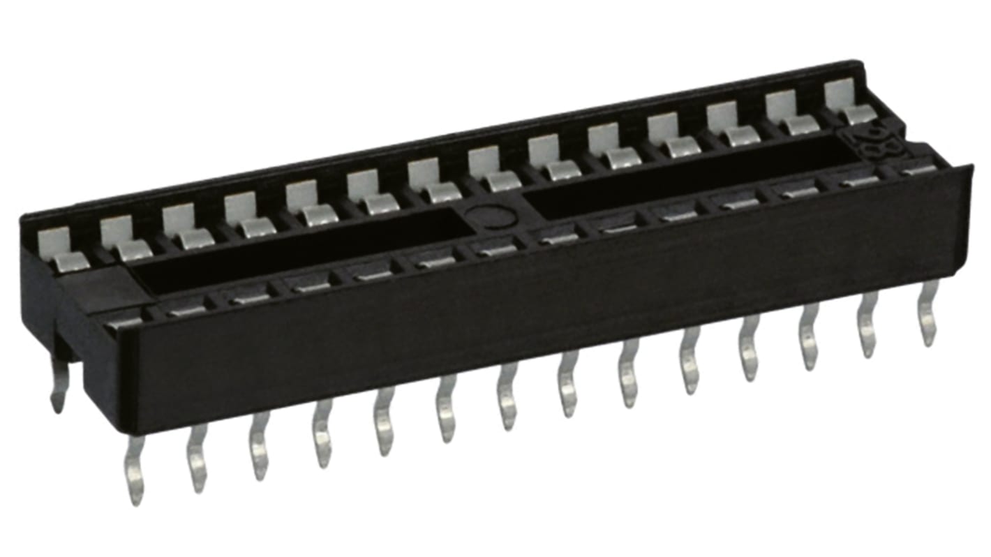 3M, 4800 2.54mm Pitch Straight 28 Way, Through Hole Stamped Pin Open Frame IC Dip Socket, 1A