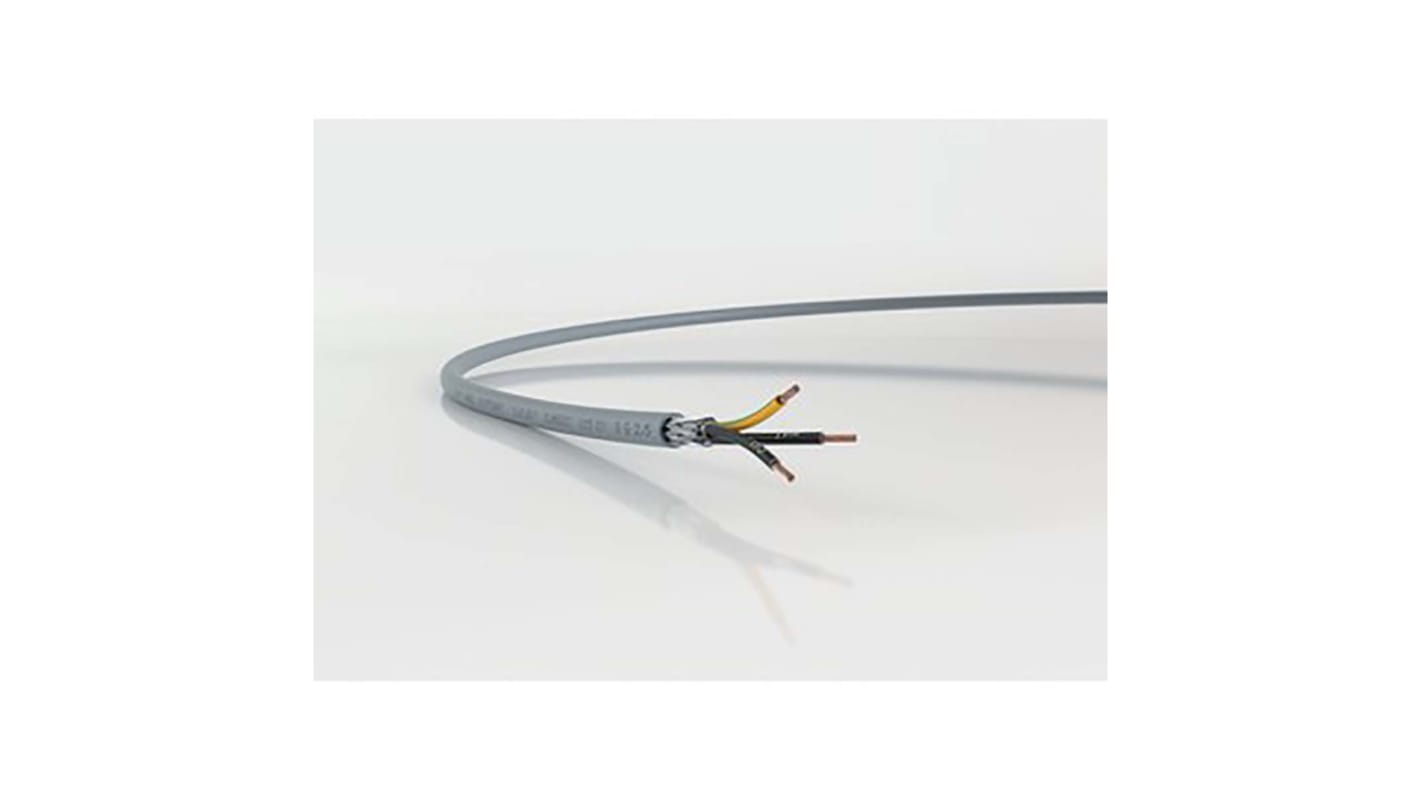 RS PRO CY Steuerkabel, 2-adrig x 0,5 mm² Grau / 9 A, 50m, 20 AWG, Geflecht