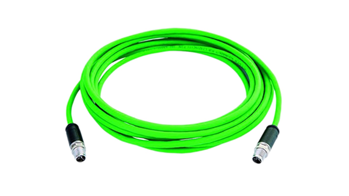 Telegartner Male 8 way M12 to Straight Male 8 way M12 Sensor Actuator Cable, 1m