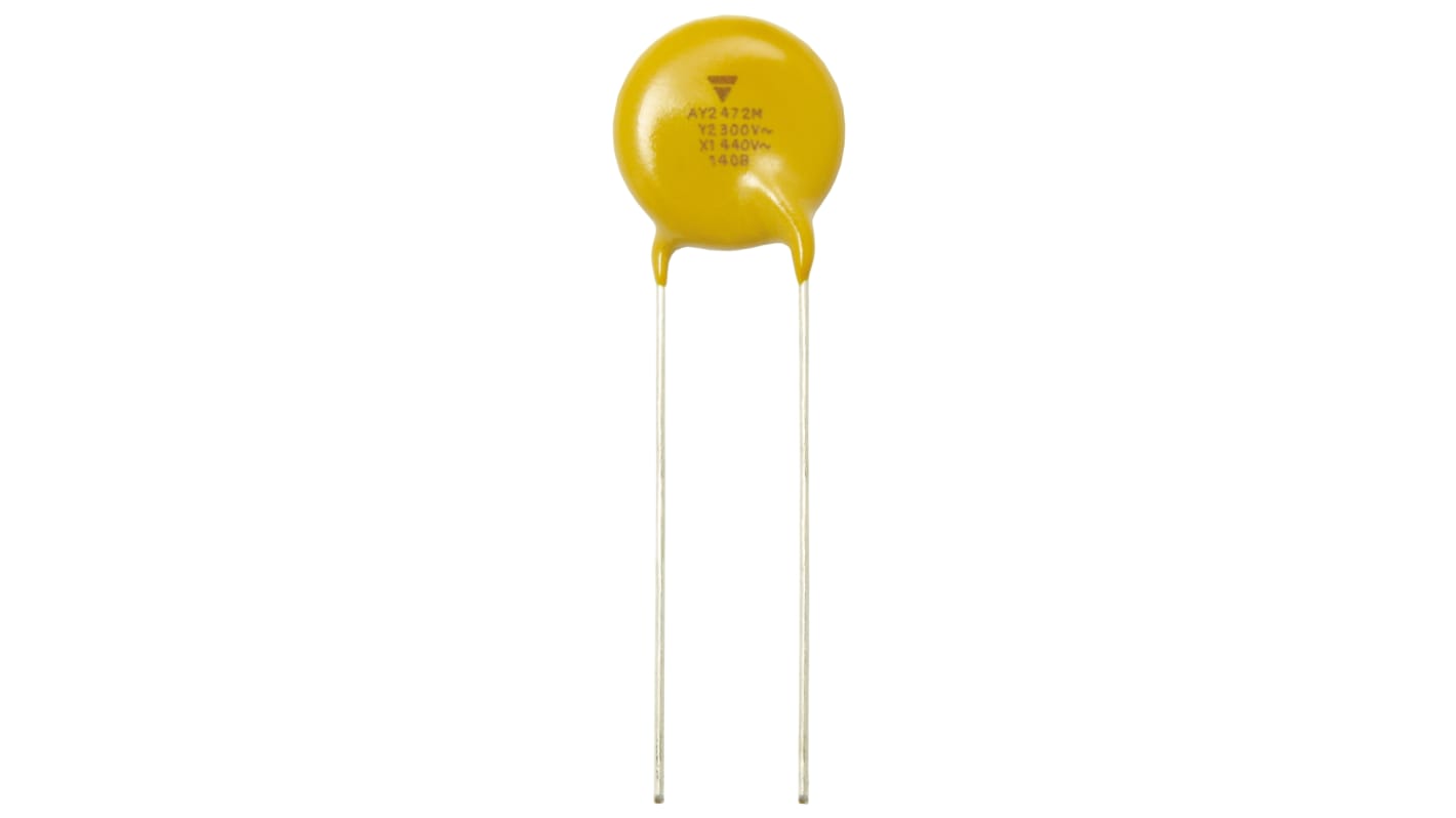 Vishay Single Layer Ceramic Capacitor (SLCC) 2.2nF 300V ac ±20% Y5U Dielectric, AY2, Through Hole +125°C Max Op. Temp.