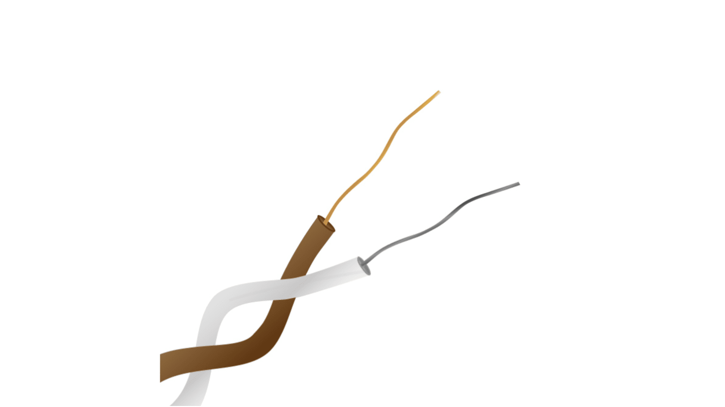 RS PRO Type T Thermocouple Cable/Wire, 50m, Unscreened, PTFE Insulation, +260°C Max, 1/0.2mm