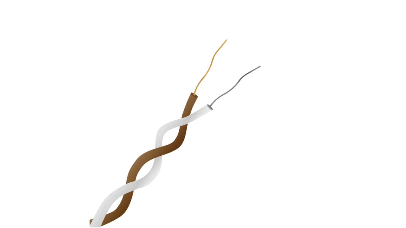 Kabel/przewód termopary T dł. 25m 1/0.508mm -75 → +260 °C. PFA 2-żyłowy Nieekranowany