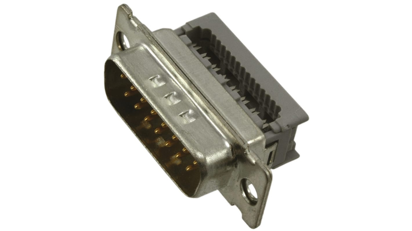 3M 8200 15 Way Right Angle Cable Mount D-sub Connector Plug, 1.27mm Pitch