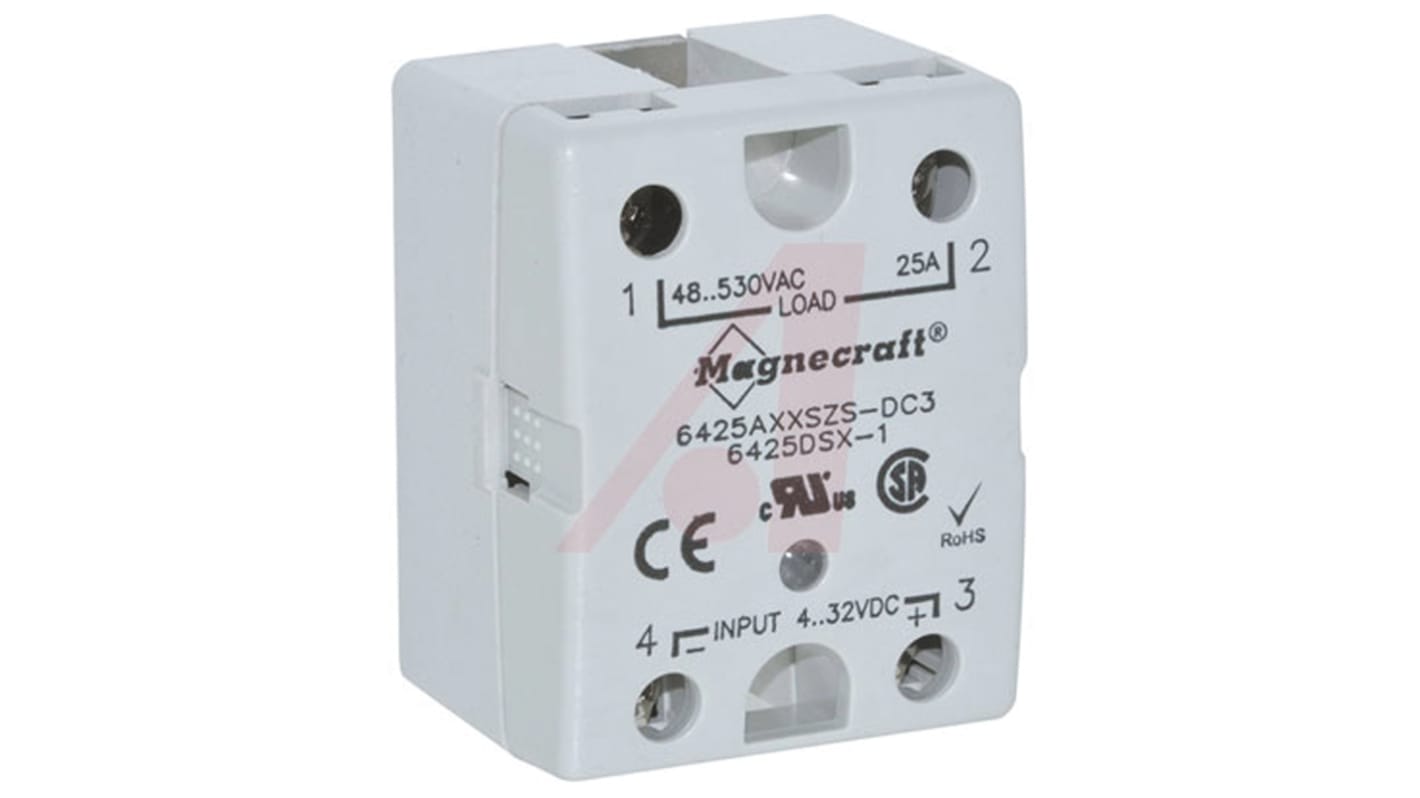 Schneider Electric Solid State Relay, 25 A Load, Panel Mount, 480 V ac Load, 32 V dc Control