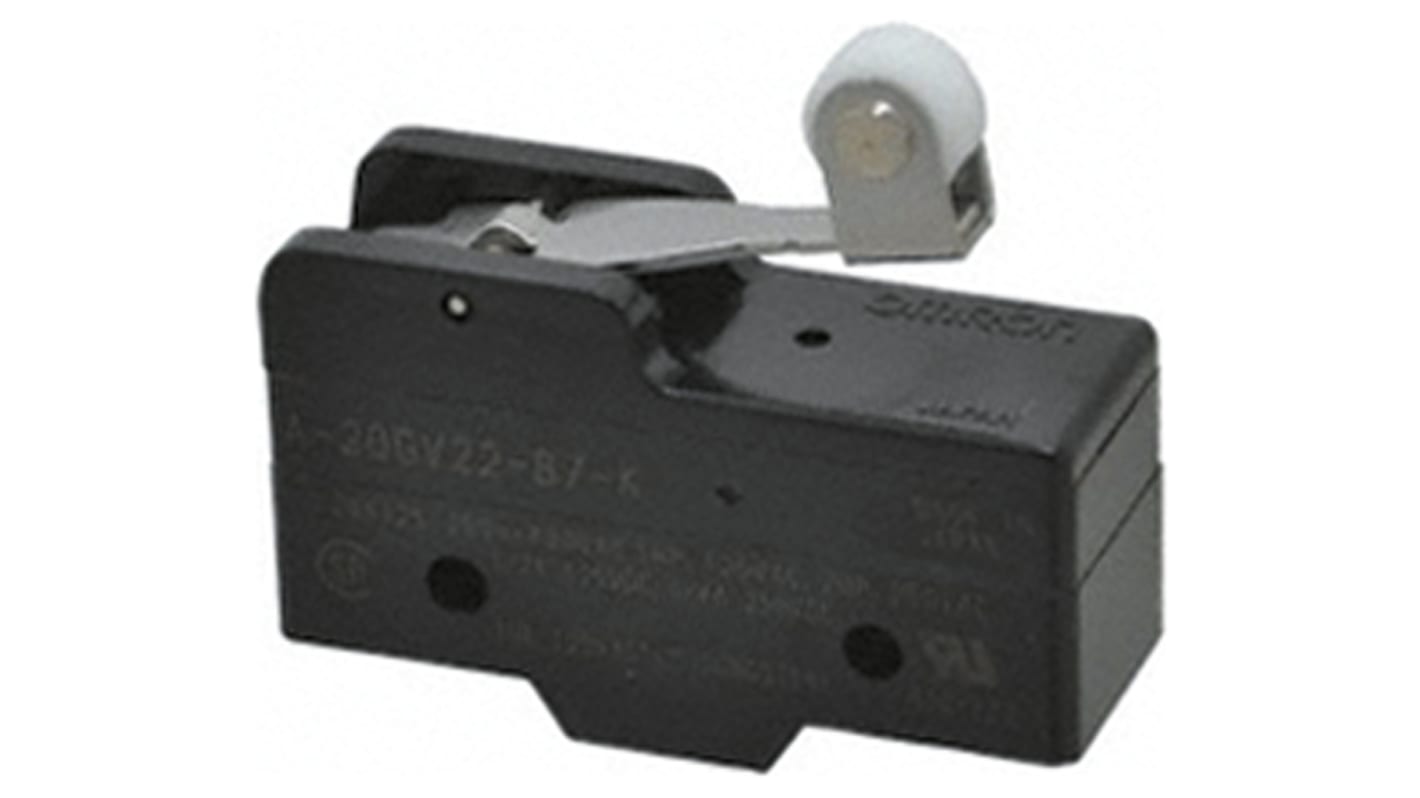 Omron A Series Roller Lever Limit Switch, NO/NC, IP00, SPDT, 500V ac Max, 20A Max