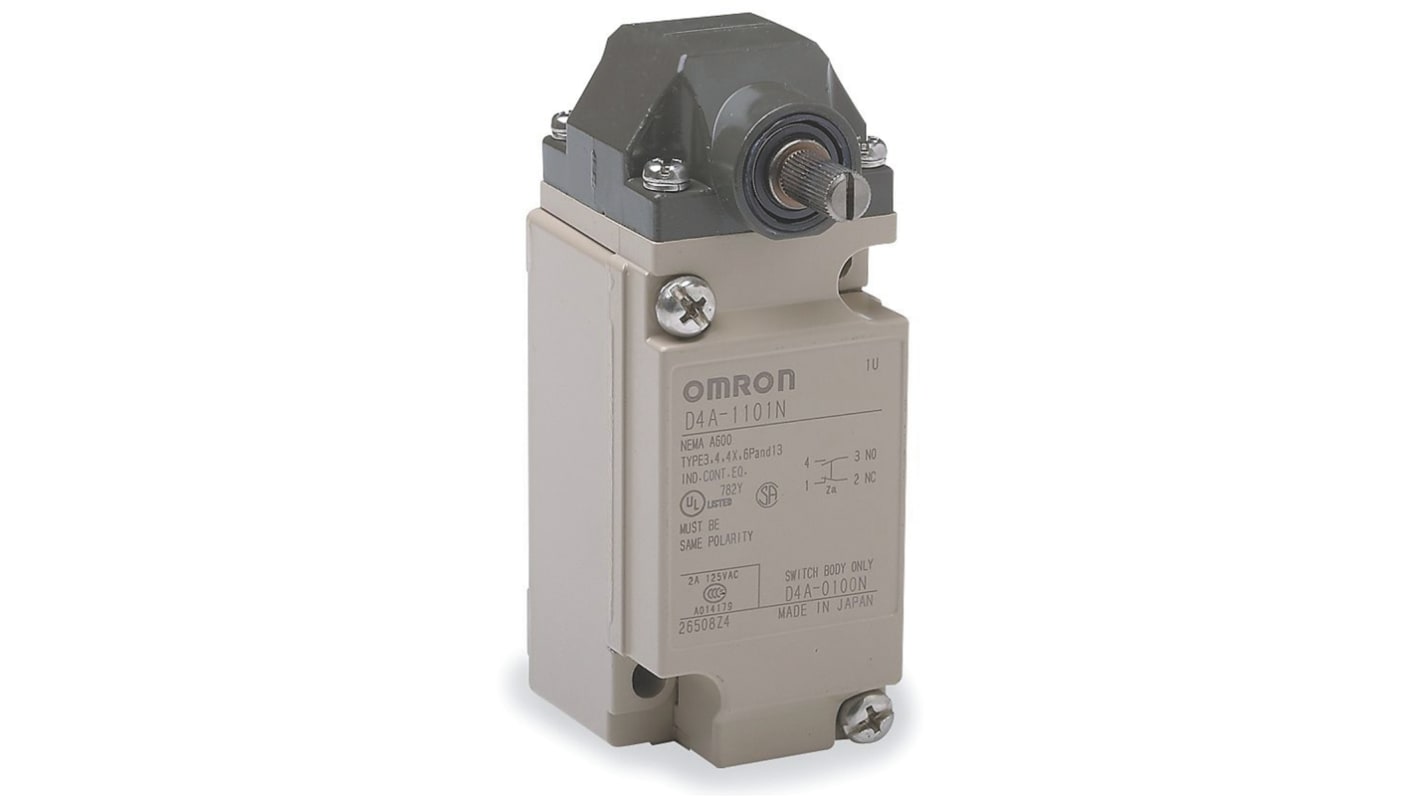 Omron Roller Lever Limit Switch, NO/NC, IP67, SPDT, 600V ac Max, 10A Max