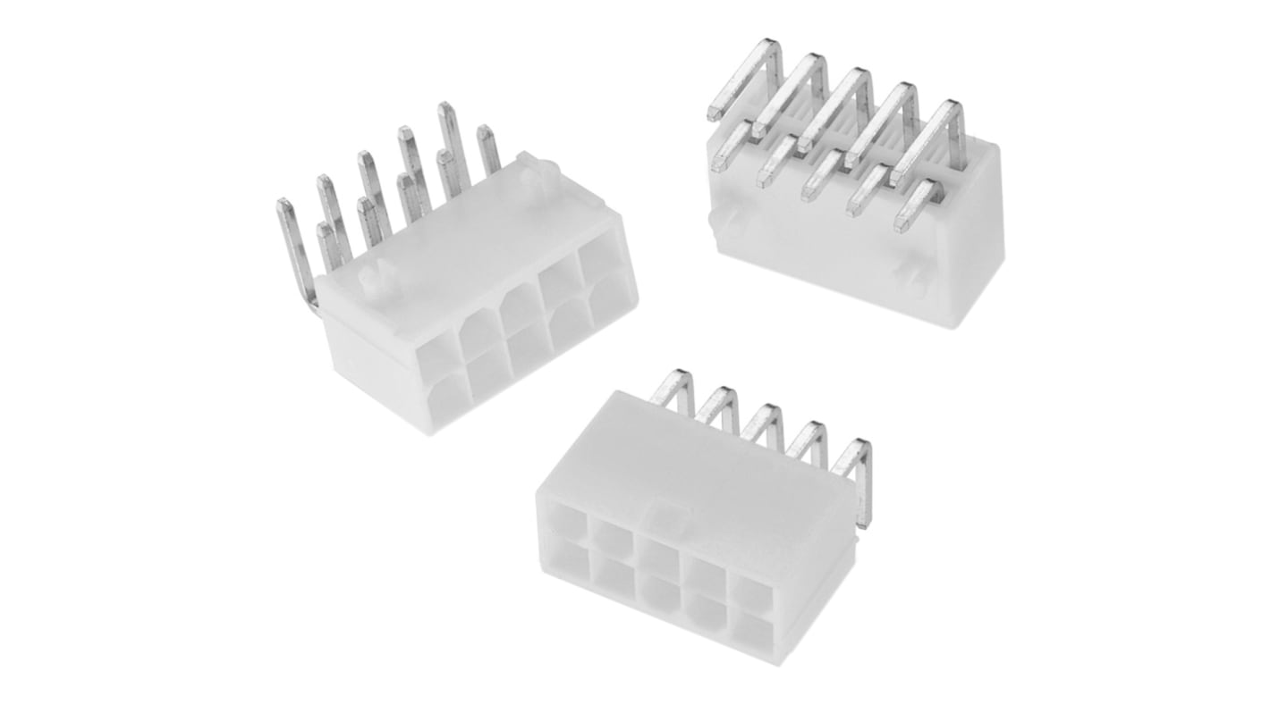 Wurth Elektronik WR-MPC4 Series Right Angle Through Hole PCB Header, 10 Contact(s), 4.2mm Pitch, 2 Row(s), Shrouded