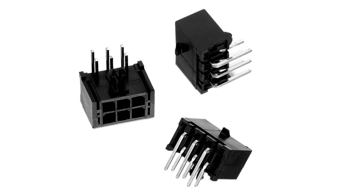 Wurth Elektronik 4p双排排针 直角线对板连接器, 3.0mm间距, 5.0A, 250.0 V, THT安装, WR-MPC3系列