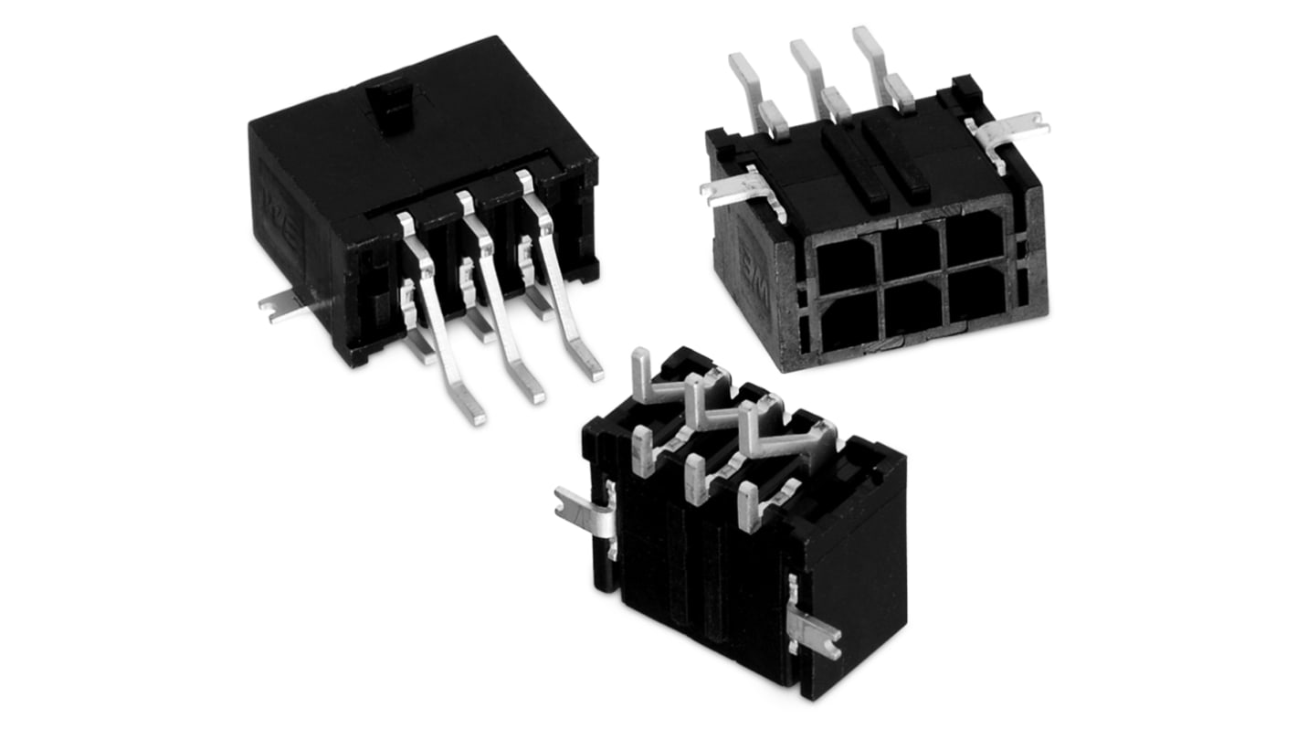 Wurth Elektronik 8p双排排针 直角线对板连接器, 3.0mm间距, 5.0A, 250.0 V, THT安装, WR-MPC3系列